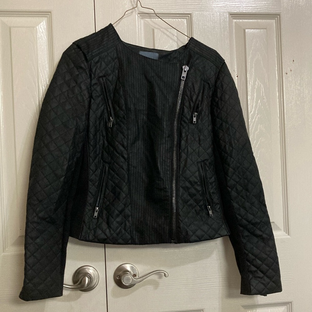 Catherine Malandrino Black Bomber Jacket Quilted Style